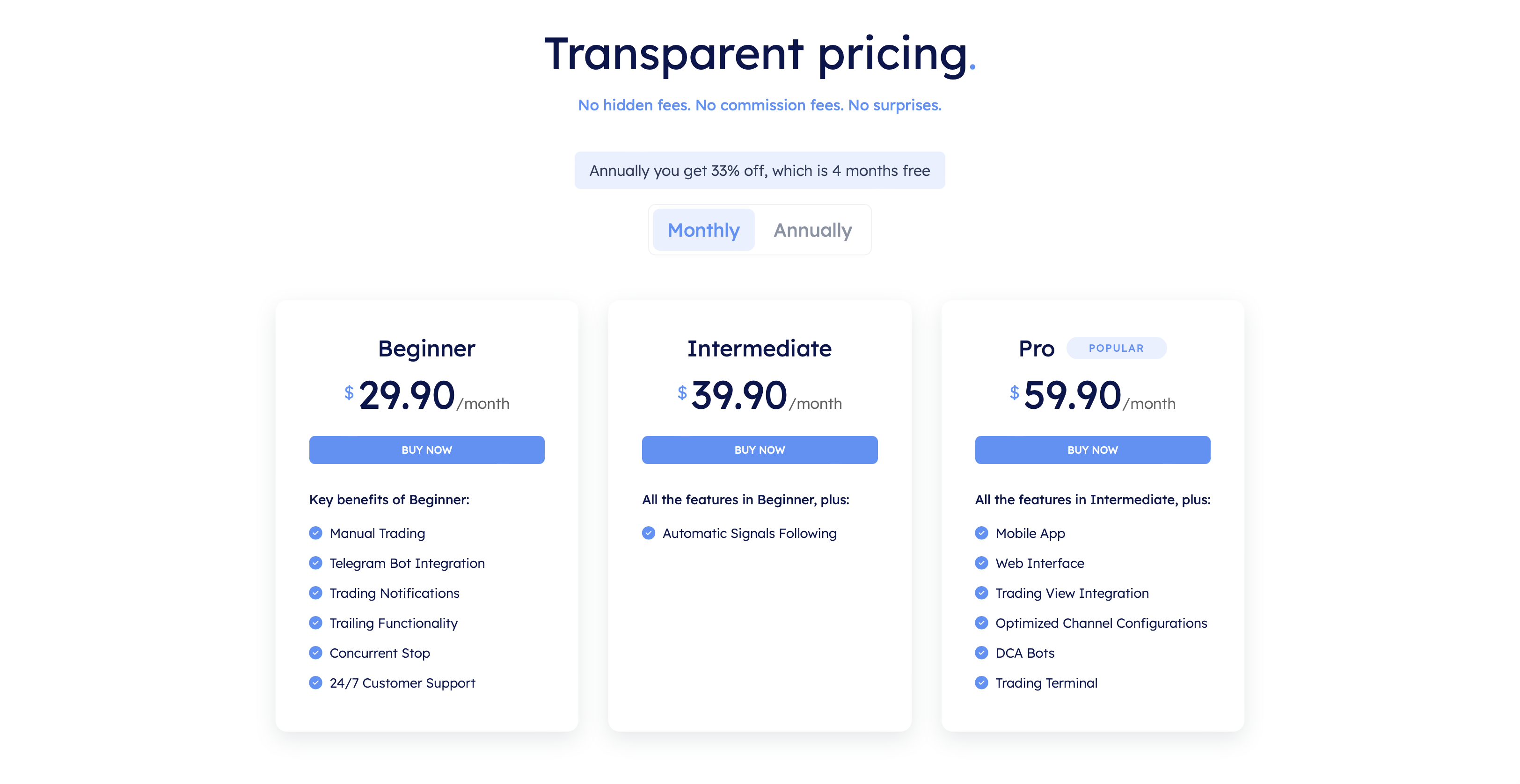 cornix trading bot prices